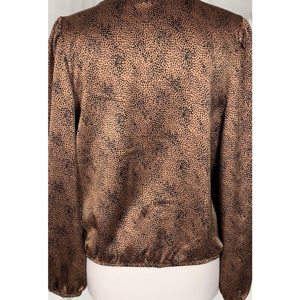 Sincerely Jules Large Satin Wrap Top Gold Brown Animal Print Top - Picture 7 of 9